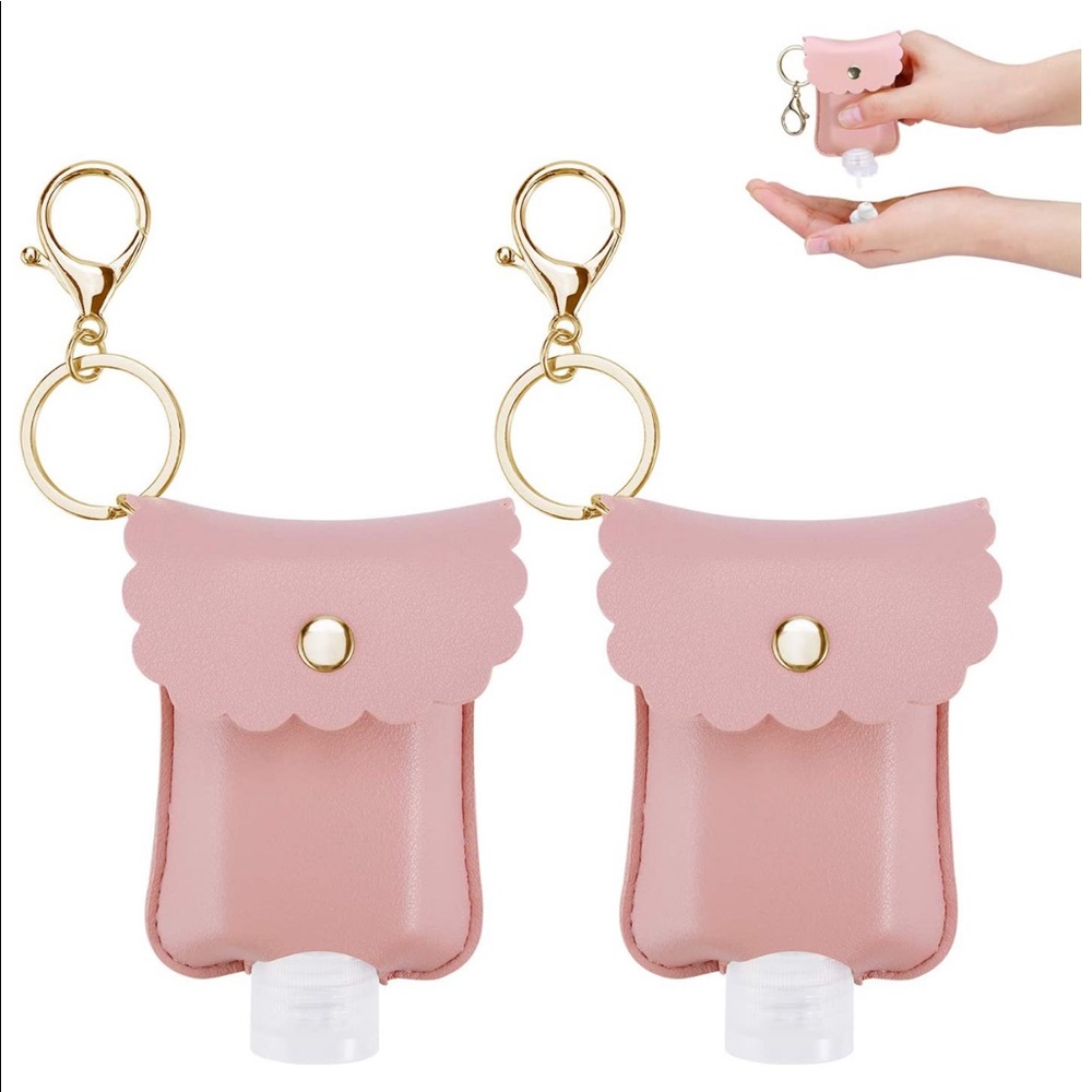Pink Hand Sanitizer Keychain Case